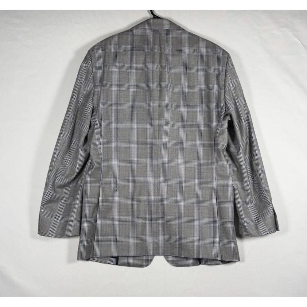 EUC Robert Talbott Loro Piana Wool Blazer Men's 40R Gray Blue Plaid Sport Coat